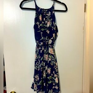 Juniors Blue Rain navy floral dress small